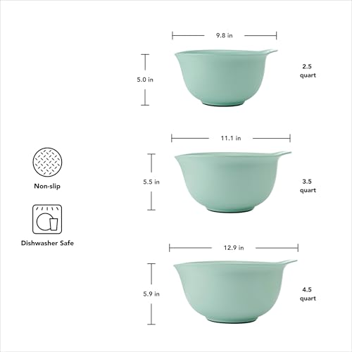 Image of KitchenAid Universal Nesting Plastic Mixing Bowls, Set of 3, Spearmint