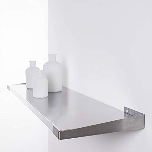 DURAline Regalset Bücherregal Regal Ablage Edelstahl-Optik | 80 x 23,5 cm inkl.Träger Embrac (Träger Edelstahl-Optik) Cover