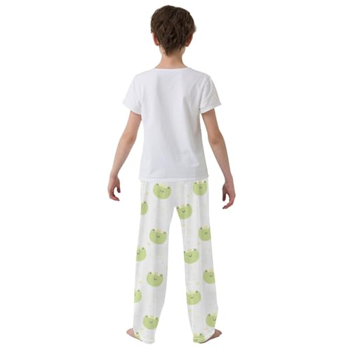 Boys' Pants Green Frog Crown Cute Long Bottoms Jogger Pants Elastic Waist Trousers with Pockets S-XL3