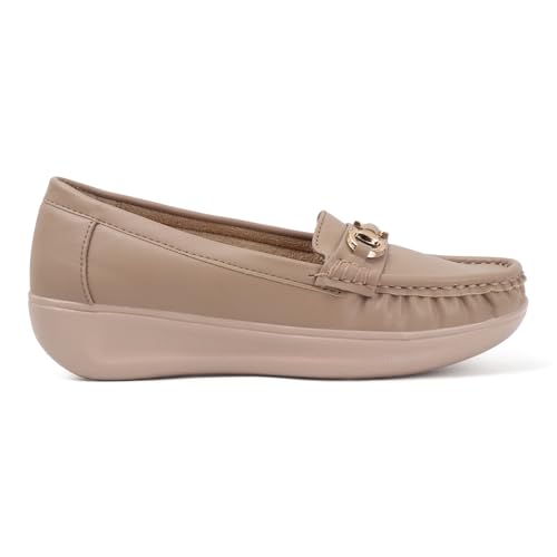 Image of Vendoz Women Comfortable Slip On Formal Loafer for Women | Stylish Fashion Moccasins Range | Cushioned Footbed Finish | Flexible | 1 Inch Heel Height| Formal Office Wear Shoe