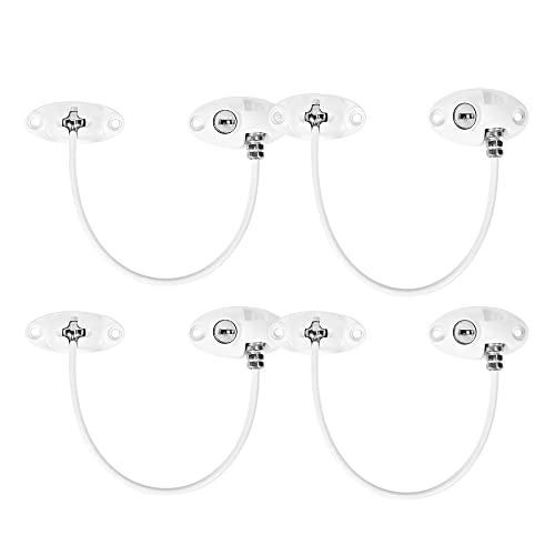 4Pcs Kindersicherung, Fenster Tür öffnungsbegrenzer Sicherheit Schloss, fenstersicherung Sicherheitskette mögen Drahtseil mit Schrauben für Wohngebäude, Schulkinder und Babys - Weiß Cover