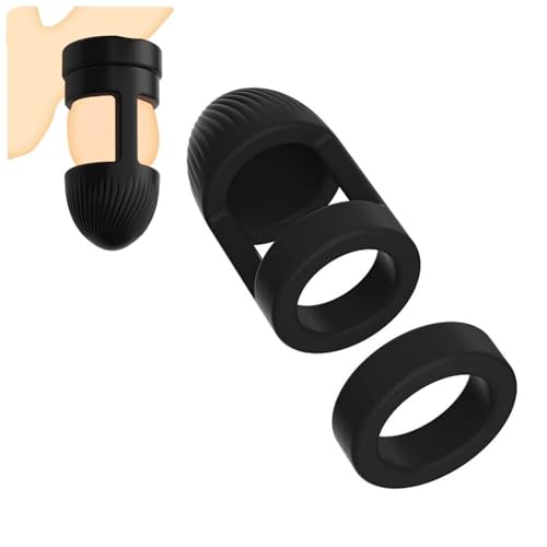 Men's Soft Stretch Fitness Ring, Special Fitness Stretch for Male Extended Time -E23US (Black：A)