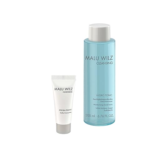 Malu Wilz Bundle Hydro Tonic & Mini Size Jojoba Peeling 10ml I Sanftes Pflege-Gesichtswasser mit beruhigendem Panthenol + Mildes Skincare Gesichtspeeling