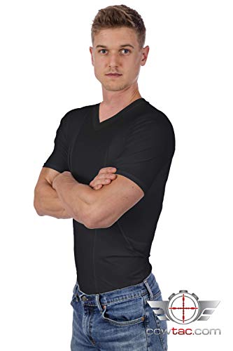 Holster Shirt For Concealed Carry, All Season Moisture Wicking, Mens V-Neck, Black Xl #TOP6