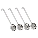 EXAOMBLE 4 Stück Löffel für Pizzasauce flache Schöpfkelle Pizzakelle Schöpflöffel aus Edelstahl Reisschaufel Messlöffel aus Metall Minikelle für Soße Rostfreier Stahl Silver