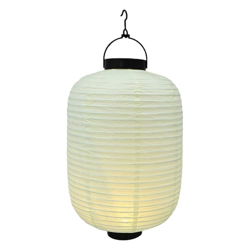 LOORGVEL Farol Japonés Plegable de Papel Color Crema 195X32 CM con Marco Metálico y Luces LED para Decoración de Restaurantes de Sushi Festivales y Eventos al Aire Libre