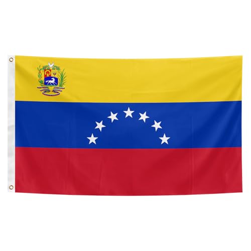 Venezuela Flag 3x5 Ft Polyester Fiber Venezuela 7 Star Flag for Wall, Garden, Party, Celebration, Indoor and Outdoor Decoration with Brass Grommets
