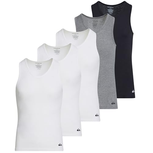 Quiksilver Undershirt Tank Tops for Men - 5 Pack Lightweight Ribbed Tanktops