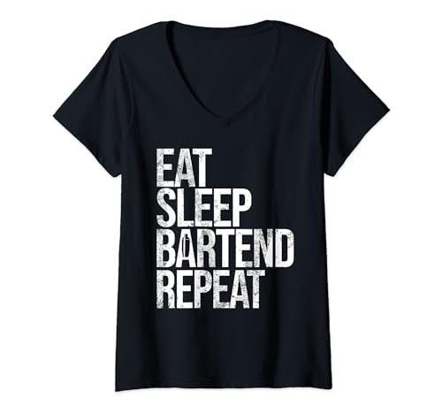 Comer Dormir Bartend Repeat Funny Bartender Camiseta Cuello V