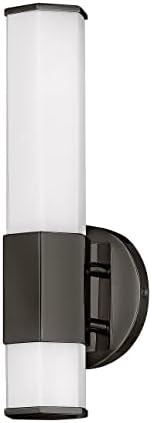 Hinkley Facet Collection 14" Integrated LED 16W Bathroom Vanity Light Fixture with Etched Glass, Black Oxide Finish