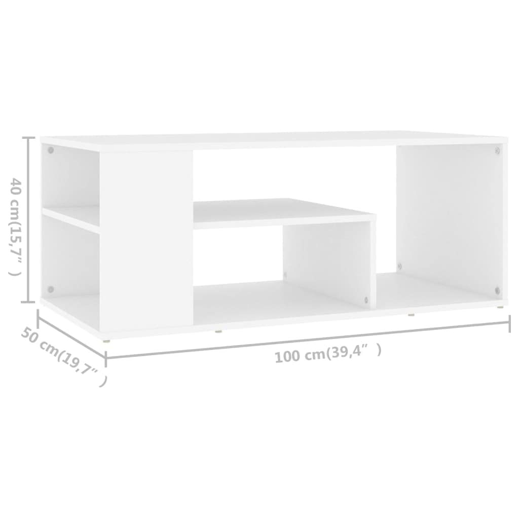 Biały stolik kawowy 100 x 50 x 40 cm z płyty wiórowej, stolik kawowy do salonu, stoliki kawowe, do salonu dla przytulnej atmosfery
