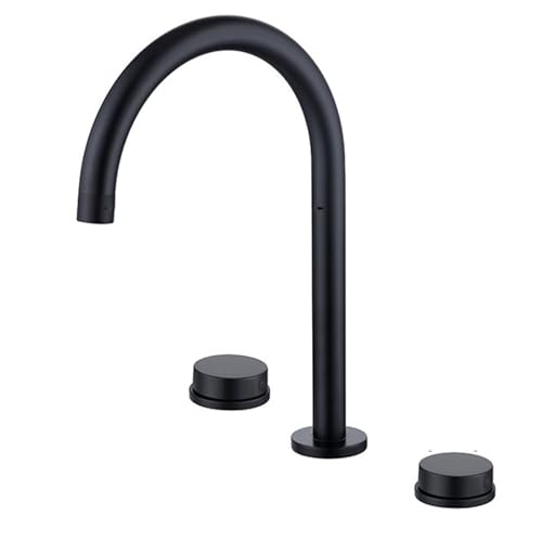 Mitigeur de salle de bain 3 trous noir orientable avec commande eau chaude et froide