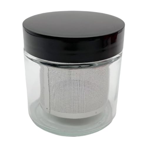 Aosekaa Jewelry Cleaning Jar with Stainless Steel Sieve, Glass Gemstone Diamond Cleaning Cup for Necklaces Watch Parts