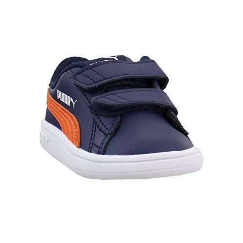Image of PUMA Unisex-Baby Smash 2 Hook and Loop Sneaker, Peacoat-Firecracker White, 4 M US Toddler