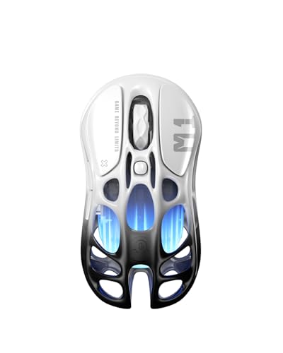 GravaStar Mercury M1 Pro Souris de Jeu en Alliage de magnésium léger, 26 000 DPI, capteur PAW3395DM, 5 Boutons programmables, câble/2,4G/BT, jusqu'à 200 Heures de Batterie (Gradient Noir)