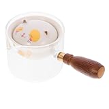 Cabilock Tetera de Cerámica con Asa de Madera y Mango Giratorio Antiescaldado para Té Floral y y Portátil para Disfrutar Té y Delicioso