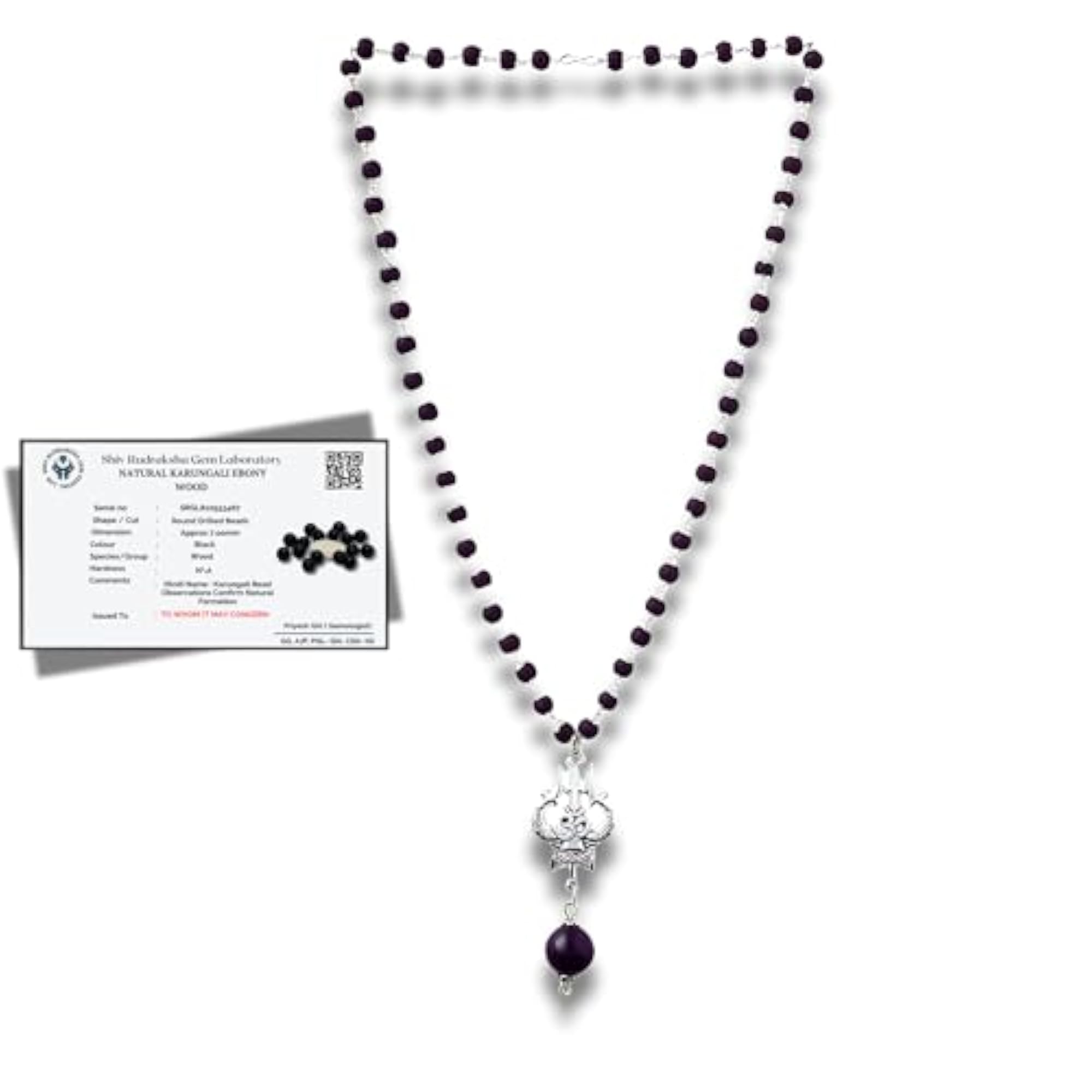 OM Shiva Trishool Karungali Mala, Ebony Wood Necklace
