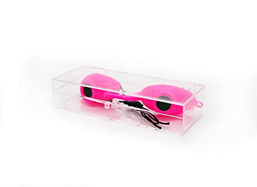 Super Sunnies Flex Flexible UV Eye Protection, FDA Compliant Individual Tanning Bed Goggles Eyeshields, Glasses, With a Clear Case/Box (Pink) - Thumbnail 2