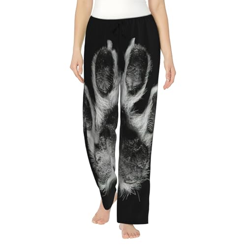Pantalon de pyjama doux à imprimé pattes avec poches latérales