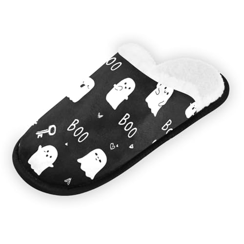 Ghosts Halloween Black Cartoon Slippers For Women Men Soft Memory Foam Non-Slip Hallowmas Winter Indoor House Shoes Travel Slipper2