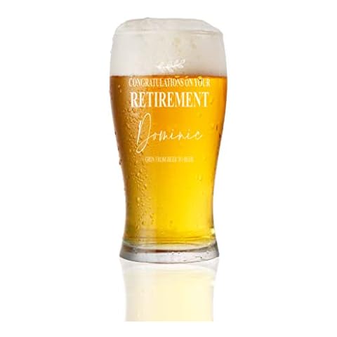 Personalised Retirement Pint Beer Glass Gift Cover
