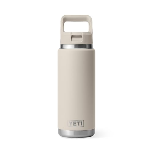 Image of YETI Rambler 26 oz Bottle, Vacuum Insulated, Stainless Steel with Color Matching Straw Cap