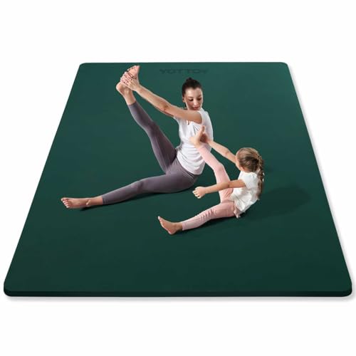 YOTTOY Large Yoga Mat (75 * 52 * 1/2inch) Extra Wide TPE Exercise Mat Non-Slip Workout Mat for Pilates Fitness Barefoot Home Gym Studio with Strap and Towel