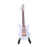 BESPORTBLE Miniatur Gitarre Weiß mit Holzoberfläche und Geschenkbox Detailreiches Mini Gitarrenmodell Ornament für Schreibtisch Musikzimmer und Geburtstag Handgefertigte Dekoration
