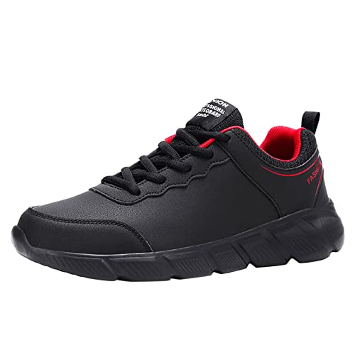 Zapatos para caminar de hombre en cuero casual con cordones y bloques de color de moda