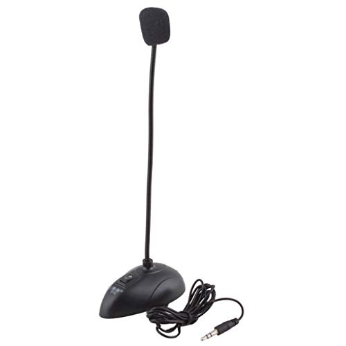 Microphone mini jack 3.5mm flexible avec tige orientable et socle de table stable pour PC