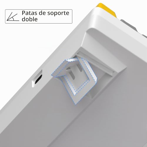 Teclado mecánico 60% gris y blanco MK-Box con interruptor azul y cable para PC Windows 4