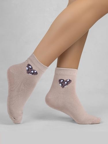 Image of COTTON DAY Women's Soft Combed Cotton Dress Socks Seamless Toe Black White Gray Navy Blue Brown Beige