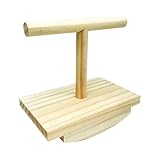 Perchoir à oiseaux – Station de jeu en bois, support d'entraînement autoportant avec balançoire, point de repos à texture naturelle pour cage, utilisation pour l'observation des oiseaux en plein air |