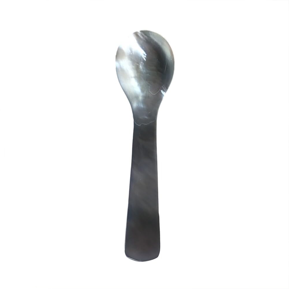 Surakey Black Mother of Pearl Caviar Spoons for Caviar, Egg, Icecream, Coffee Serving, Caviar Shell Spoon Pearl Shell Spoon Ice Cream Scoop Jam Applying Spoon Soup Eating (9x2cm), 3.54inx0.79in