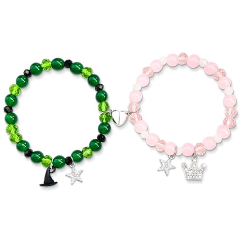 Green and Pink Friendship Matching Bracelets-Crown Witch Hat Matching Bracelets-BFF Couples Accessories, for Fans' Birthdays, and Party Favors Gifts for Fans