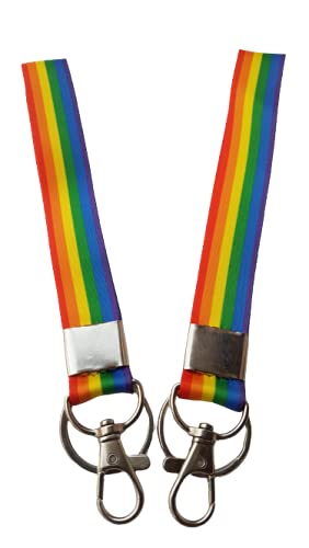 MorningVale LGBT Wristlet Keychain Badge Holder Multicolor 7 inch Pack of 2 Gay Lesbian Pride Rainbow on Amazon