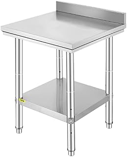 VEVOR Kitchen Catering Table Stainless Steel Work Table 24 x 24 x 31.5 Inch Commercial Kitchen Prep Table Heavy Duty Prep Worktable Metal Work Table with Adjustable Feet for Restaurant,Home and Hotel