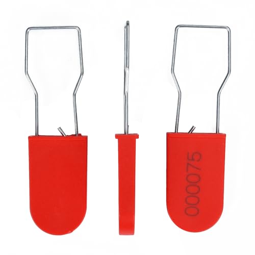 Image of Plastic Padlock Security Seals with Metal Wire Numbered Anti Tamper Tag (500, Red)