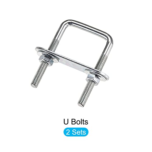 Image of METALLIXITY U Bolts 2 Sets (M6x35x60mm), Square U Bolt Carbon Steel with Accessories - for Construction, Pipe