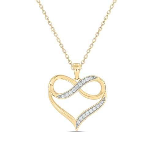 Cali Trove 1/4Ct & 1/20Ct Natural Diamond Single Heart Infinity Pendant For Women In 10Kt Gold | Silver Necklaces For Women | Gold Jewelry Necklace | Elegant Gifts For Her in White, Yellow & Pink