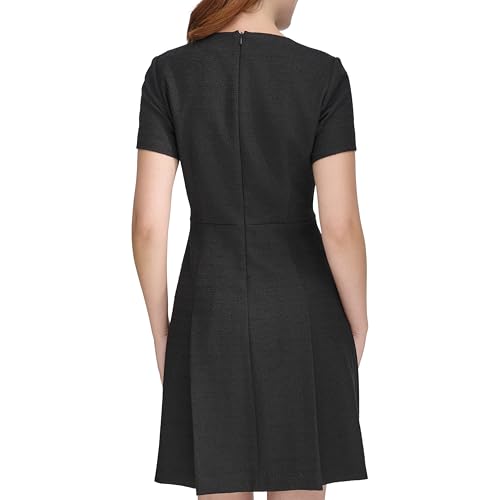 Image of Tommy Hilfiger Women's Soft Hand Boucle Short Sleeve Button Front A-line Dress