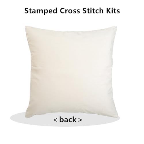 Image of Fanxvivy Stamped Cross Stitch Kits for Adults Beginners Pillow Needlepoint Kit with Embroidery Pattern Needlework Kit Prestamped Stitches Kit 11CT Cross Stitching-Colorful Fox 18x18 inch
