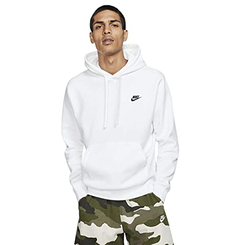 Nike Pull Over Hoodie, White/White/Black, Small-T