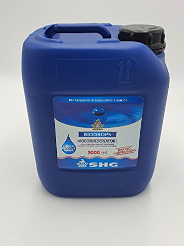 Shg Biodrops 5000 Ml Biocondizionatore Anti Cloro Per Cambi D'Acqua Acquario Dolce 5 Litri