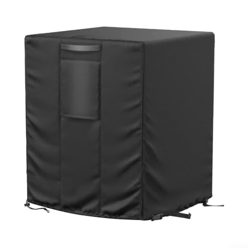 Funda para aire acondicionado exterior hecha de lona impermeable 410D resistente con correa inferior ajustable para un ajuste apretado en unidades HVAC y muebles pequeños de exterior (26-26-32