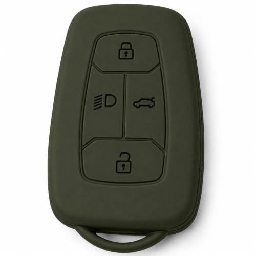 Image of JVCV Soft TPU Cover Compatible with Tata Nexon EV, Harrier, Tiago EV, Altroz, Tigor, Safari, Punch 4 Button Smart Key | Scratch-Resistant Protective Case (Matte Green)