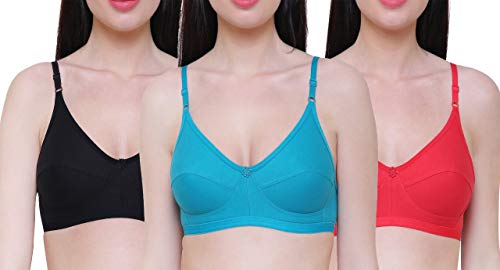 Image of INNER TOUCH Women's Cotton Non-Padded Bra (Pack of 3)