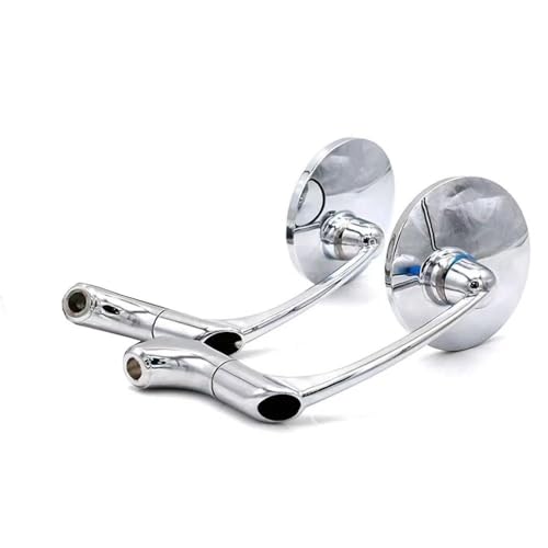 Rétroviseur de moto universel avec miroir convexe et tige courbée vintage silver