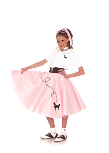 image for Hip Hop 50's Shop 7 Piece Child Poodle Skirt Outfit (6, Light Pink)