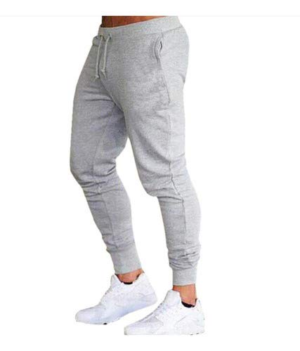 Calça Moletom Masculina Jogger Skinny (Cinza Claro, G)
